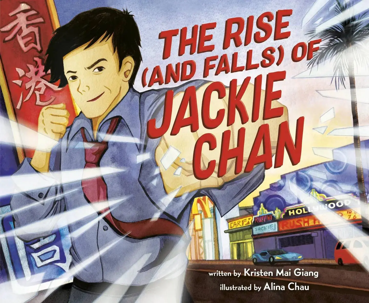 Illustrated cover of Jackie Chan biography.